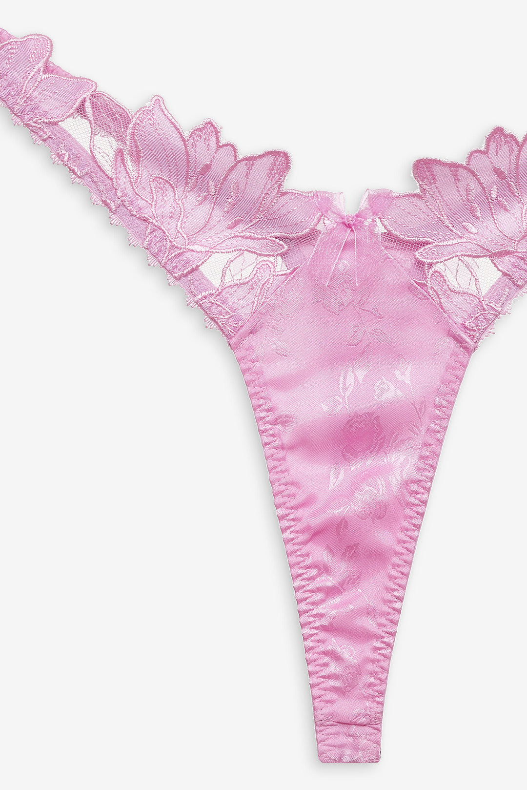 For Love and Lemons - Maye Embroidered Thong Panty - Pink