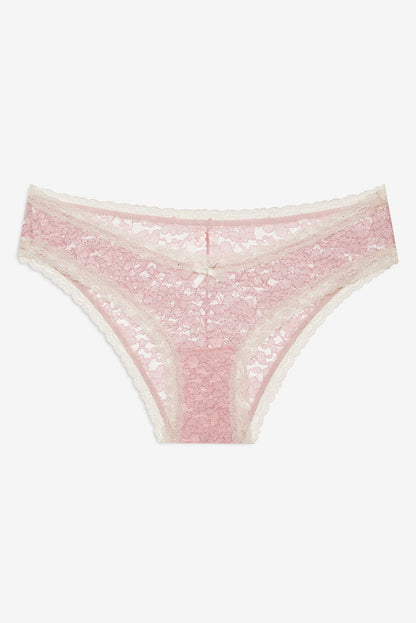 For Love and Lemons - Pamela Stretch Lace Cheeky Panty - Pink