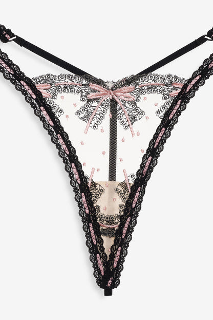 For Love and Lemons - Love Letters Thong Panty - Black