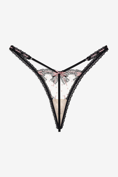 For Love and Lemons - Love Letters Thong Panty - Black