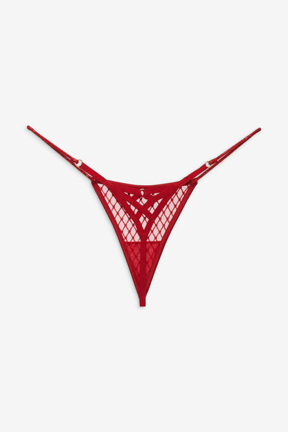 For Love and Lemons - Glitter Thong Panty - Red