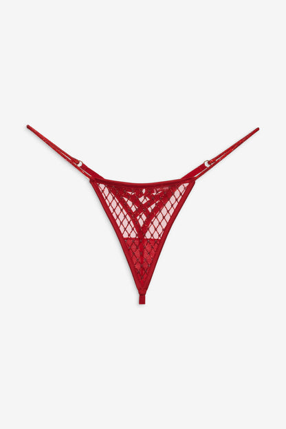For Love and Lemons - Glitter Thong Panty - Red