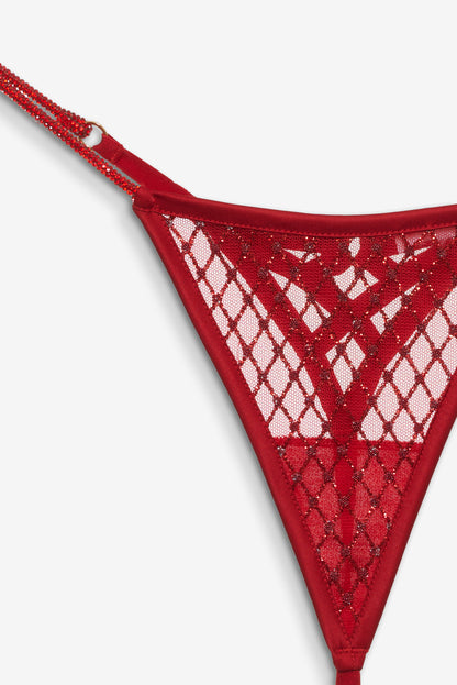 For Love and Lemons - Glitter Thong Panty - Red