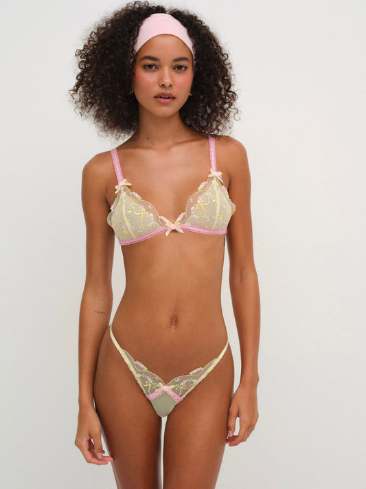 For Love and Lemons - Sunny Bouquet Thong Panty - Multi Yellow