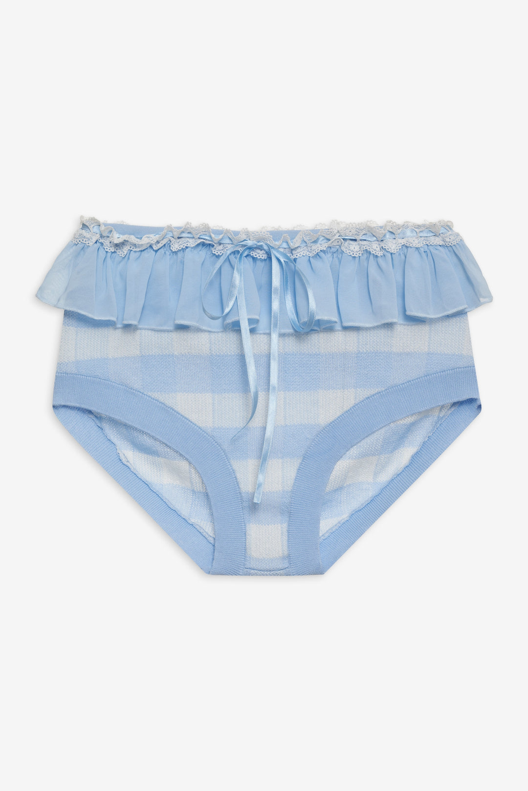 For Love and Lemons - Brushed Gingham Knit Panty - Blue