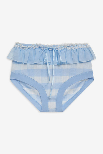 For Love and Lemons - Brushed Gingham Knit Panty - Blue