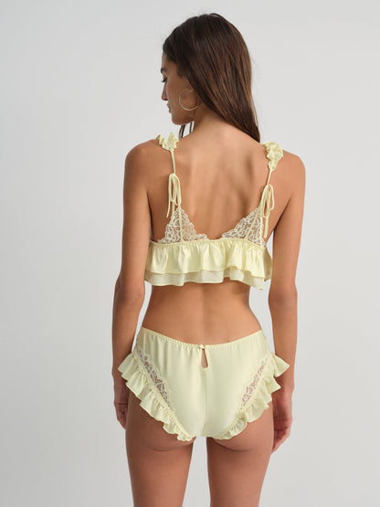 For Love and Lemons - Butterfly Lace Ruffle Cheeky Panty - Yellow
