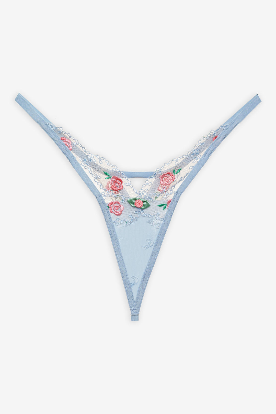 For Love and Lemons - Vintage Rose Eyelet Thong Panty - Blue