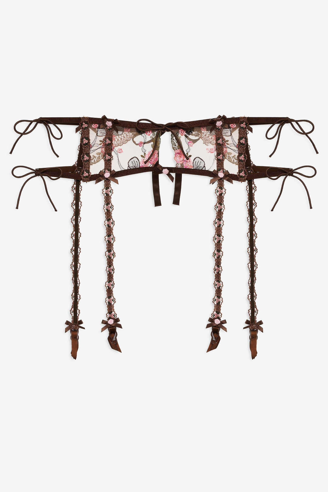 For Love and Lemons - Runaway Bows Garter Belt - Brown