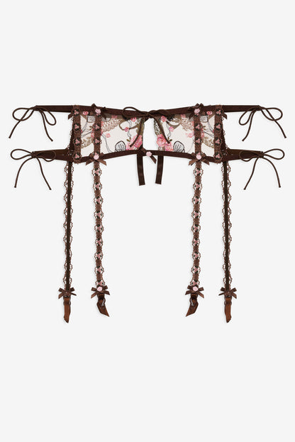 For Love and Lemons - Runaway Bows Garter Belt - Brown