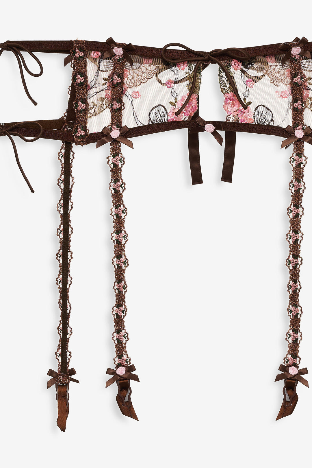 For Love and Lemons - Runaway Bows Garter Belt - Brown