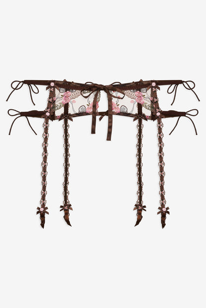For Love and Lemons - Runaway Bows Garter Belt - Brown