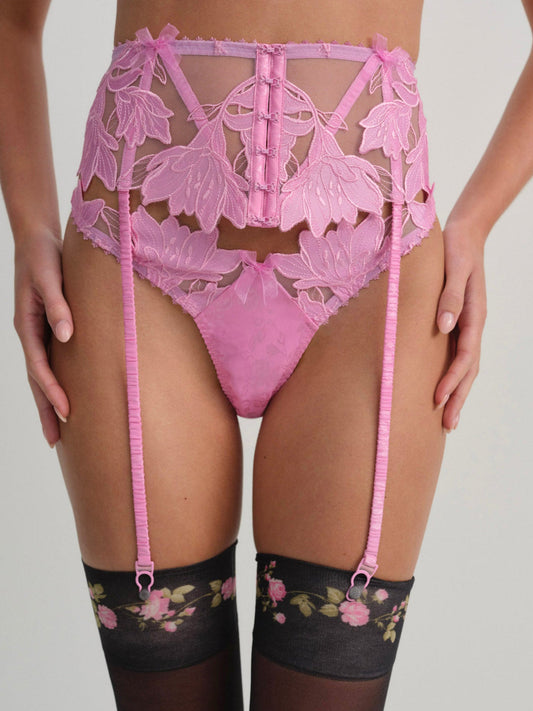 For Love and Lemons - Maye Embroidered Garter Belt - Pink