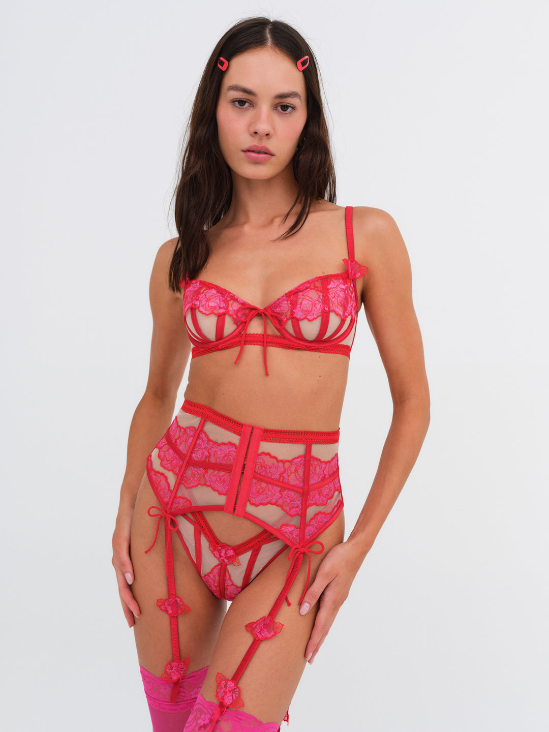 For Love and Lemons - Cordelia Garter Belt - Red