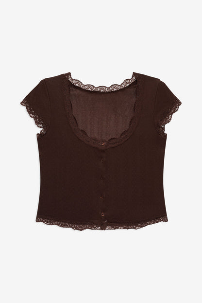 For Love and Lemons - Elliana Sleep Top - Chocolate
