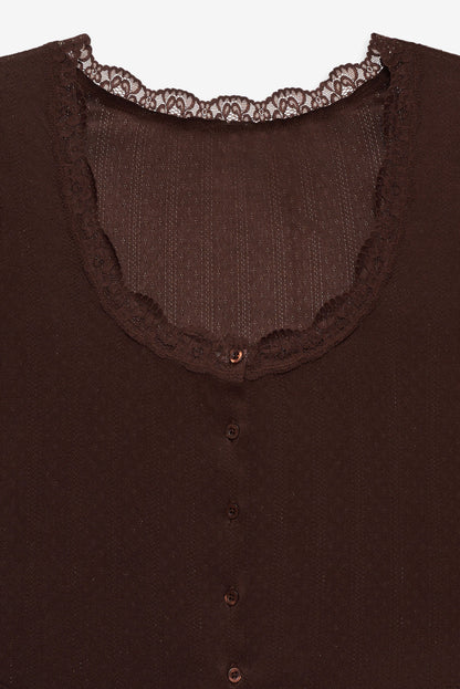 For Love and Lemons - Elliana Sleep Top - Chocolate