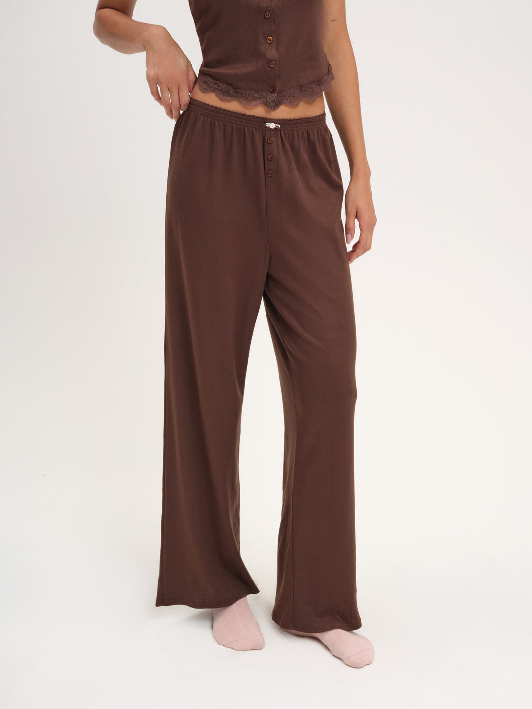For Love and Lemons - Elliana Wide Leg Pant - Chocolate