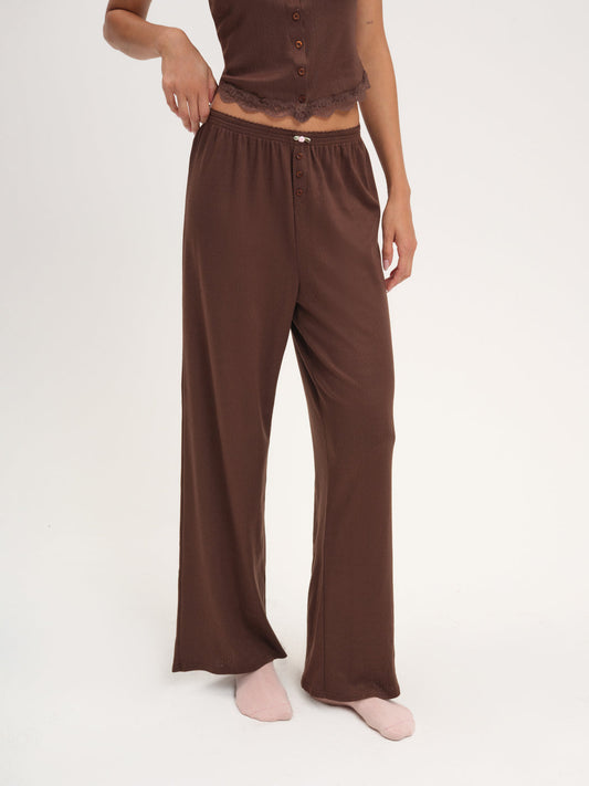 For Love and Lemons - Elliana Wide Leg Pant - Chocolate