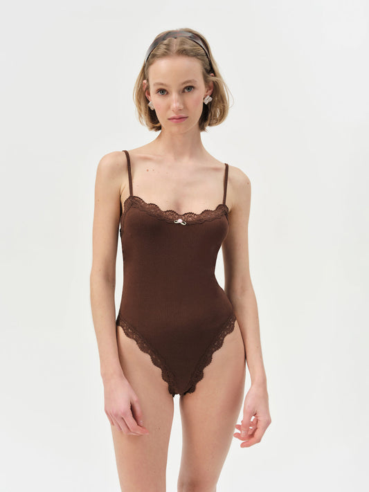 For Love and Lemons - Elliana Bodysuit - Chocolate