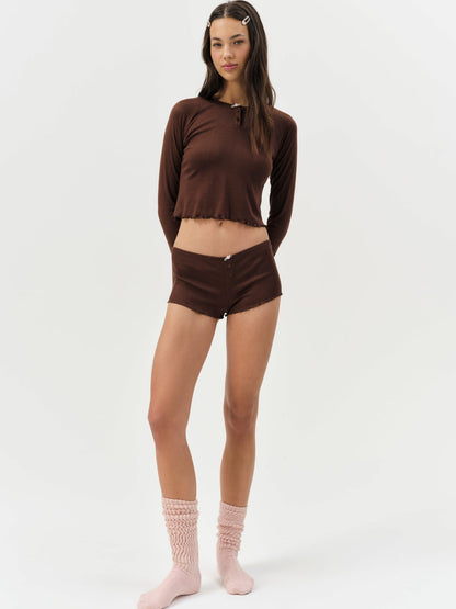 For Love and Lemons - Elliana Sleep Short - Chocolate