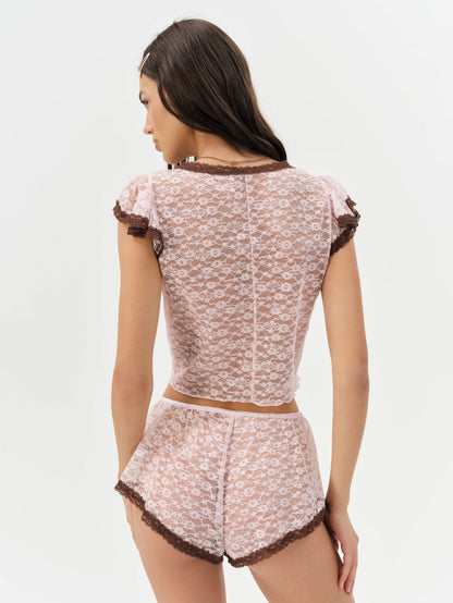 For Love and Lemons - Pamela Sleep Top - LT Pink