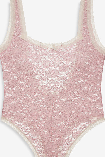 For Love and Lemons - Pamela Stretch Lace Bodysuit - Pink