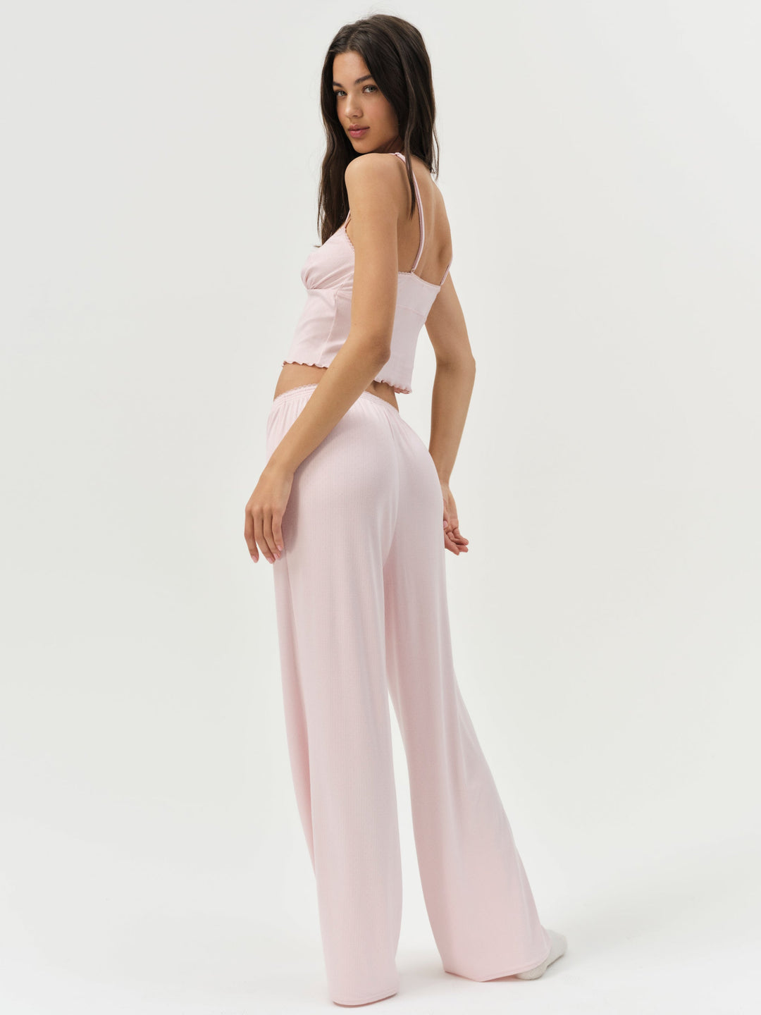 For Love and Lemons - Elliana Wide Leg Pant - Dusty Pink