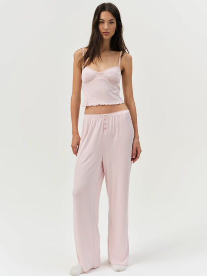 For Love and Lemons - Elliana Wide Leg Pant - Dusty Pink