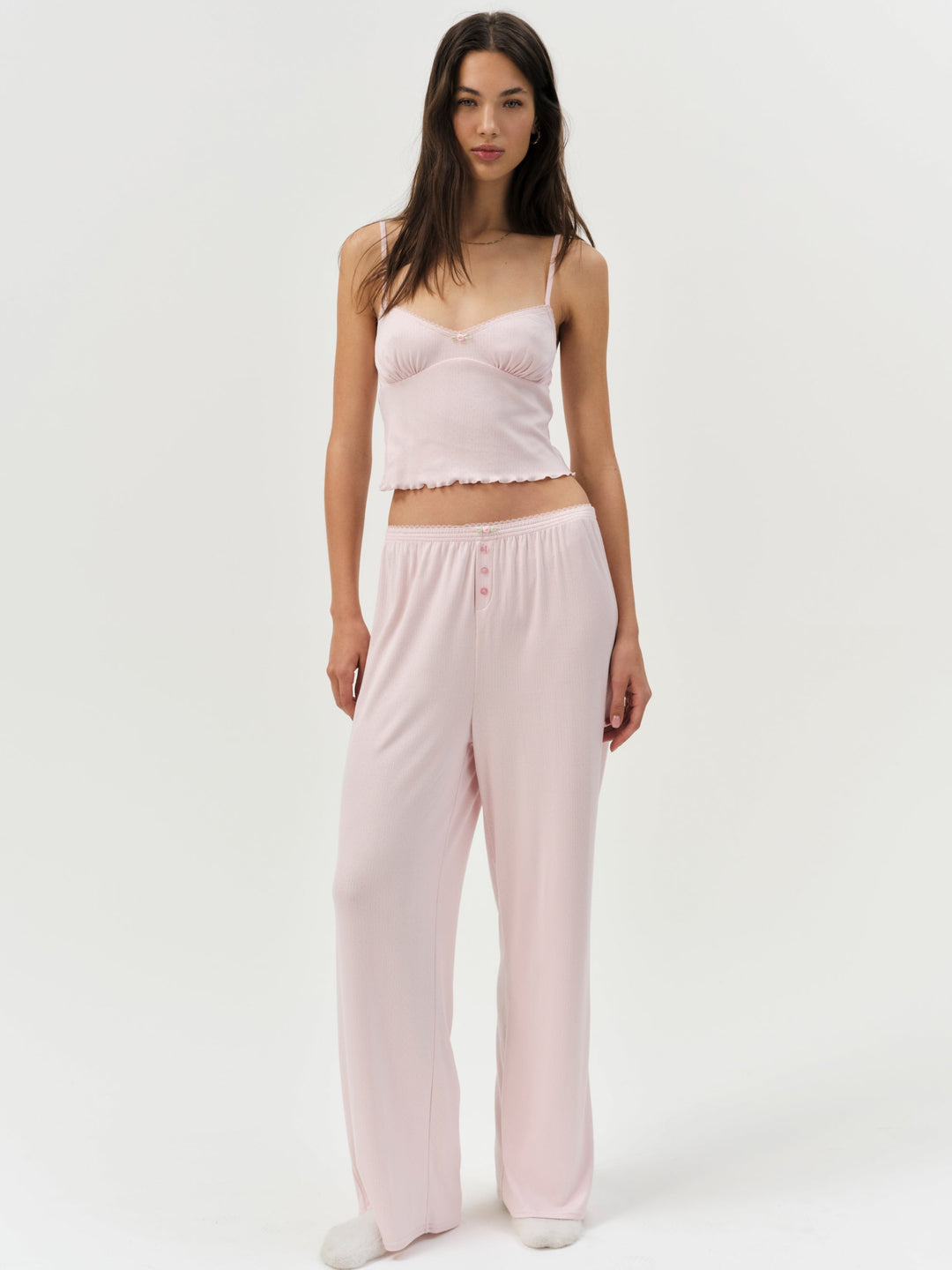 For Love and Lemons - Elliana Sleep Top - Dusty Pink