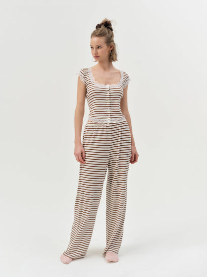 For Love and Lemons - Bella Wide Leg Pant - Brown