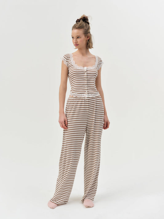 For Love and Lemons - Bella Wide Leg Pant - Brown