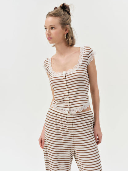 For Love and Lemons - Bella Sleep Top - Brown