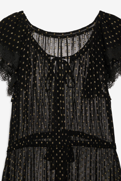 For Love and Lemons - Liz Lurex Dot Robe - Black