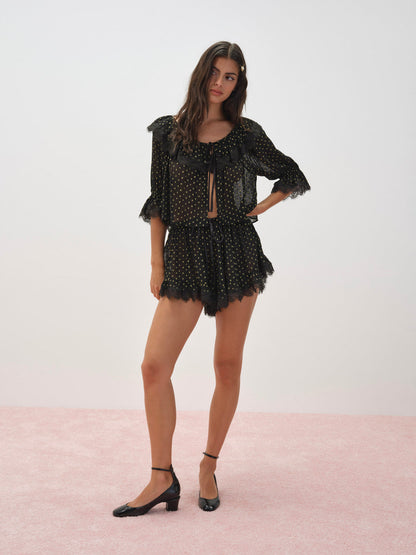 For Love and Lemons - Liz Lurex Dot Short - Black