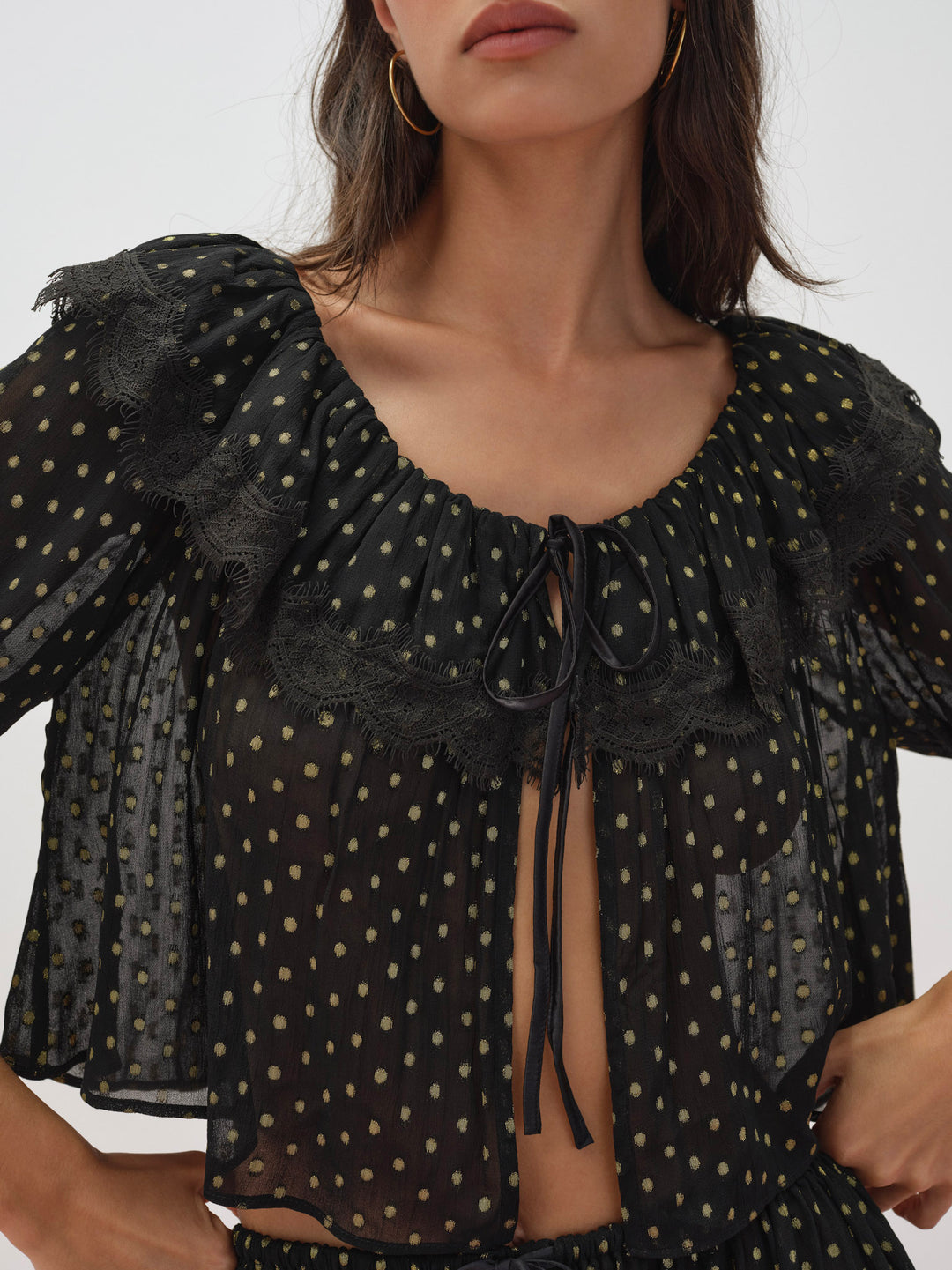 For Love and Lemons - Liz Lurex Dot Top - Black