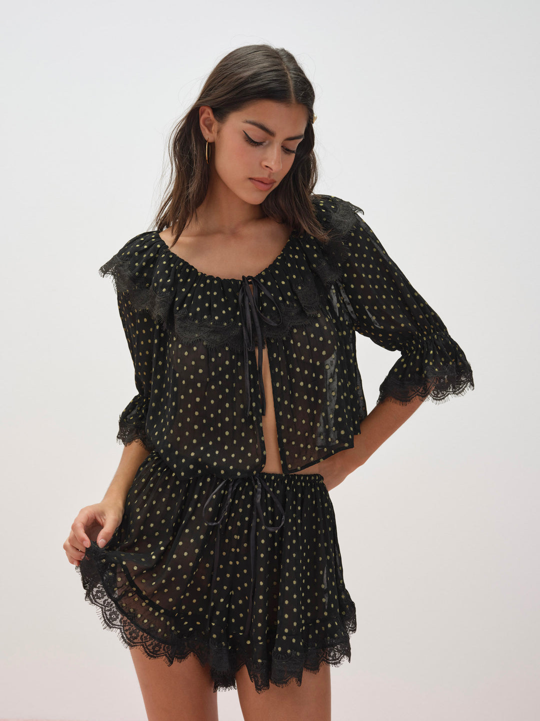 For Love and Lemons - Liz Lurex Dot Top - Black