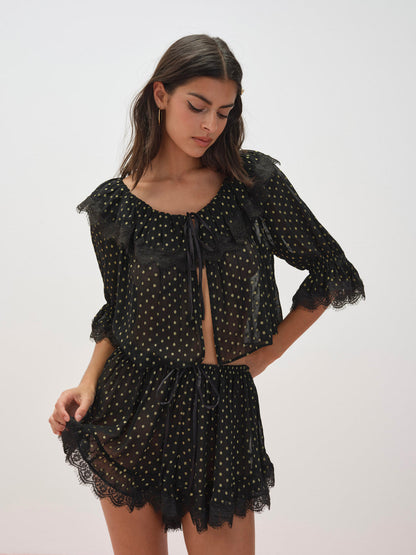 For Love and Lemons - Liz Lurex Dot Top - Black