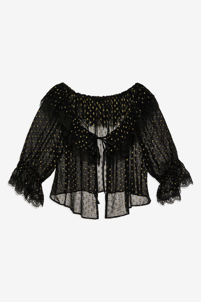 For Love and Lemons - Liz Lurex Dot Top - Black