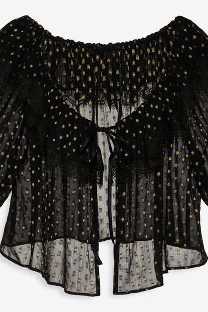 For Love and Lemons - Liz Lurex Dot Top - Black