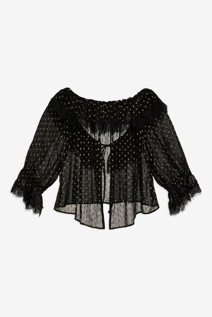 For Love and Lemons - Liz Lurex Dot Top - Black