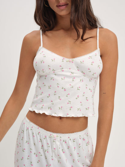 For Love and Lemons - Elliana Sleep Top - White