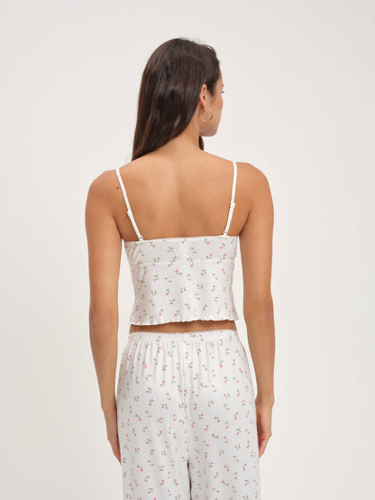 For Love and Lemons - Elliana Sleep Top - White
