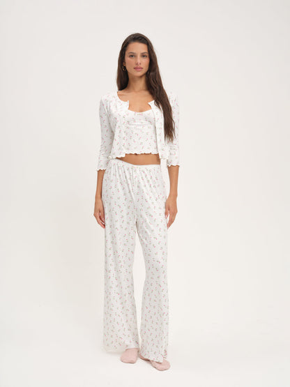 For Love and Lemons - Elliana Wide Leg Pant - White