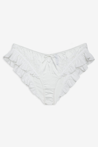 For Love and Lemons - Butterfly Lace Ruffle Cheeky Panty - White