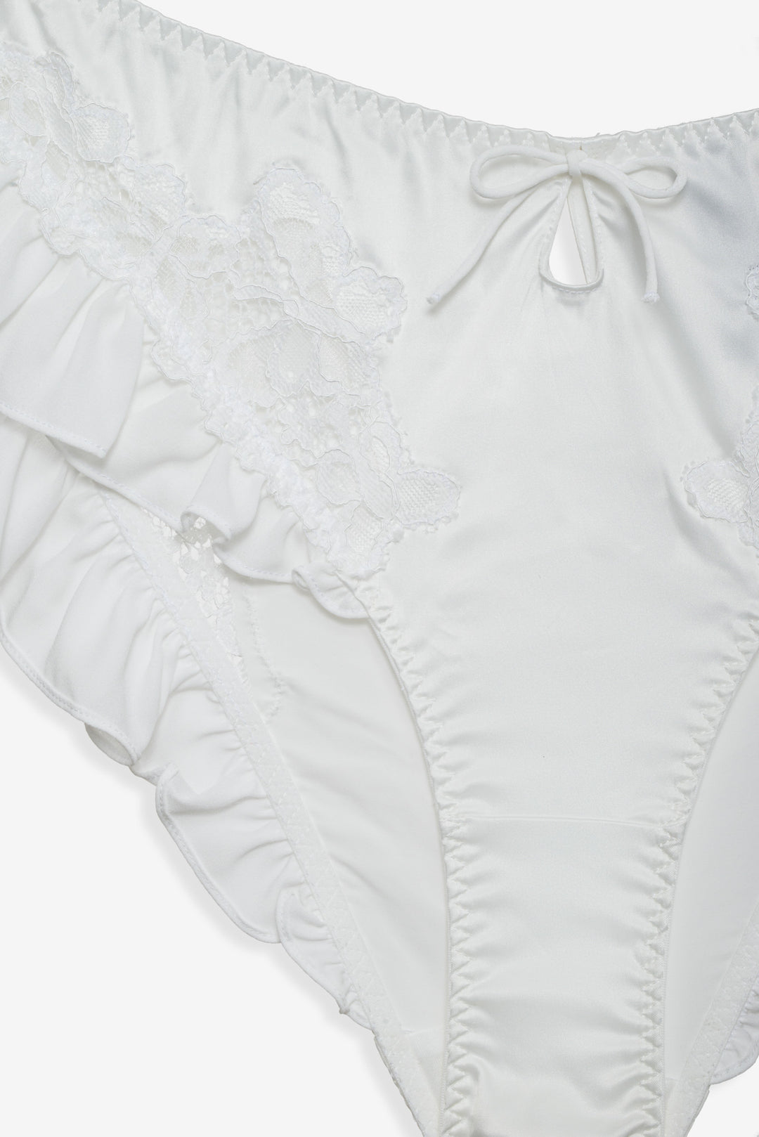 For Love and Lemons - Butterfly Lace Ruffle Cheeky Panty - White