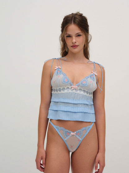 For Love and Lemons - Dainty Doily Sleep Top - Blue