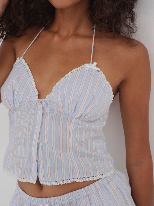 For Love and Lemons - Lakeside Stripe Top - Blue
