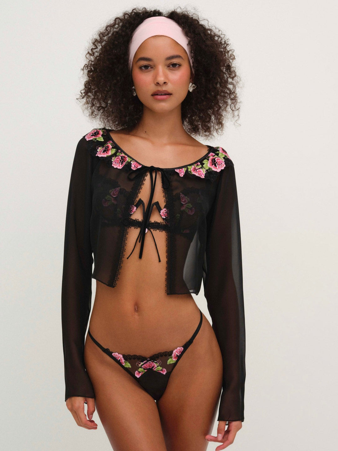 For Love and Lemons - Love Garden Sheer Shrug - Black