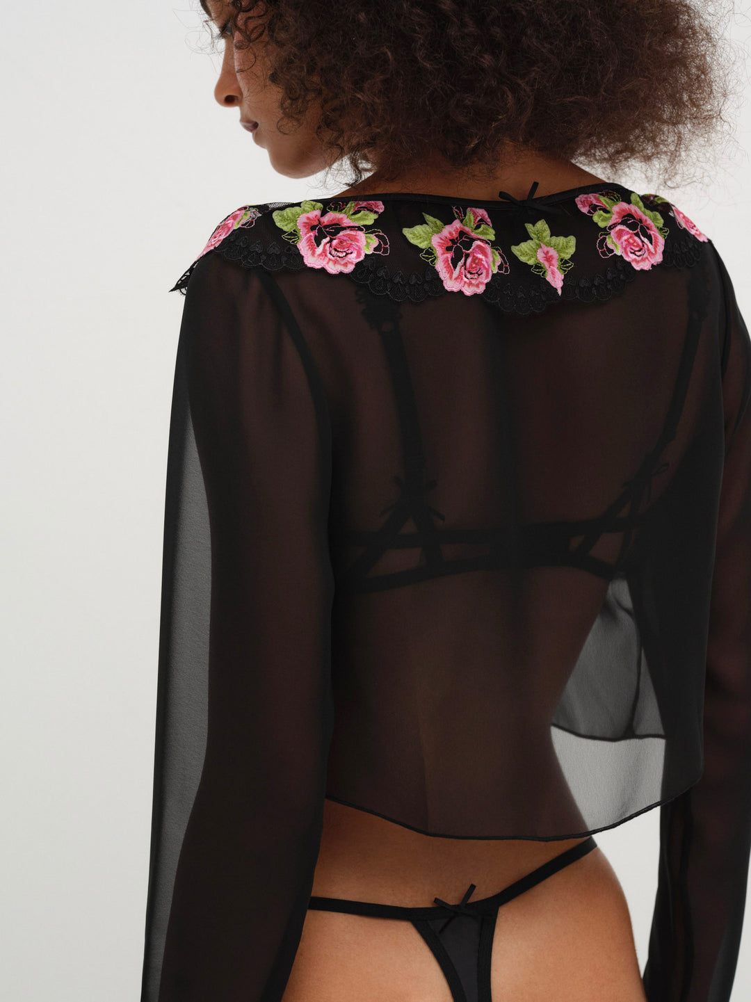 For Love and Lemons - Love Garden Sheer Shrug - Black