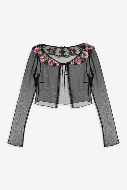 For Love and Lemons - Love Garden Sheer Shrug - Black